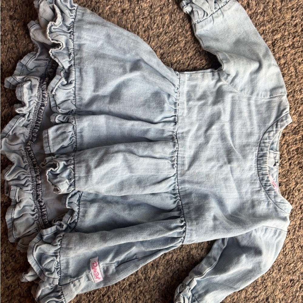Ruffle Butts Light Blue Denim Ruffle Dress